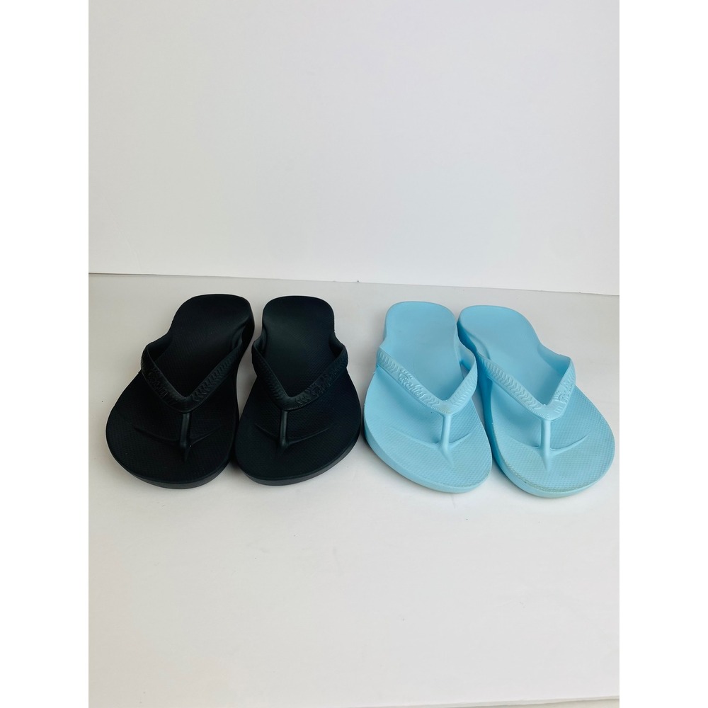 Archies Arch Support Flip Flops Bundle Womens 8 Black Sky Blue Orthotic Sandals - Picture 2 of 8